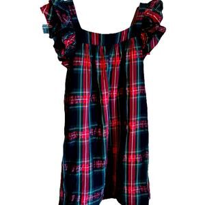 Vineyard Vines Plaid Christmas Dress Tartan Smocked Ruffle Holiday Girls M $98